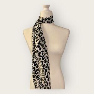 Jaclyn Smith Black/White Semi Sheer Cheetah Print Scarf